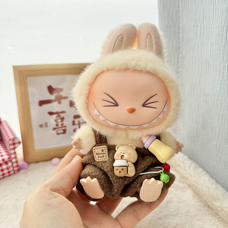 Clothes only] First and second generation Labubu clothes pendant Labubu sitting baby clothes love sweater bear earcap set