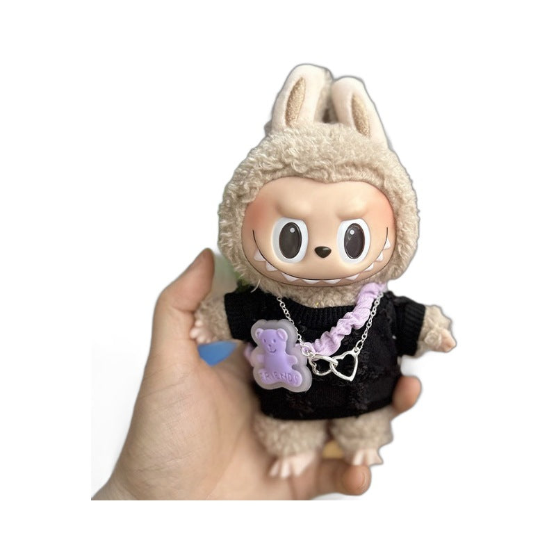 [Clothes only] 17cm pendant, Labubu clothes, keychain Labubu doll, replacement baby clothes, cool trend clothes.