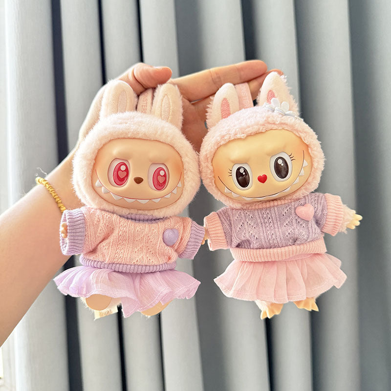 [Clothes only] First and second generation Labubu clothes pendant Labubu sitting party baby clothes love sweater gauze skirt