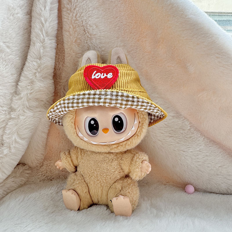 [Clothes only] 17cm blind box Labubu pendant baby clothes small animal hat Labubu trendy bucket hat accessories