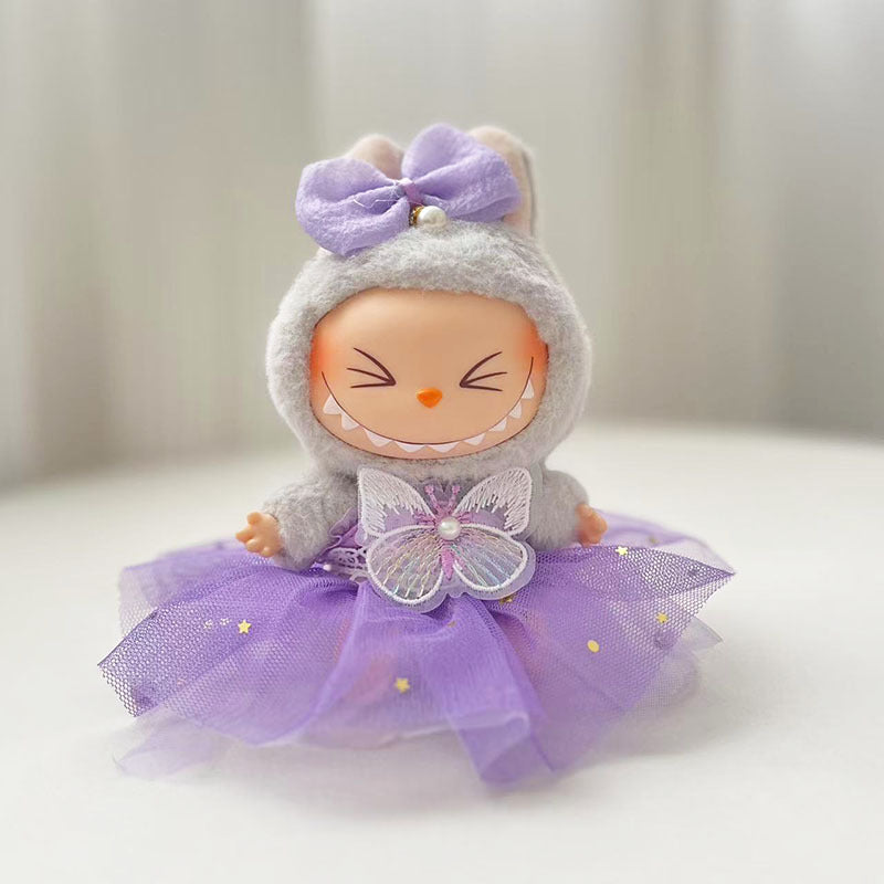Clothes only] First and second generation Labubu clothes pendant Labubu cloth sitting baby clothes purple butterfly dream gauze skirt fairy