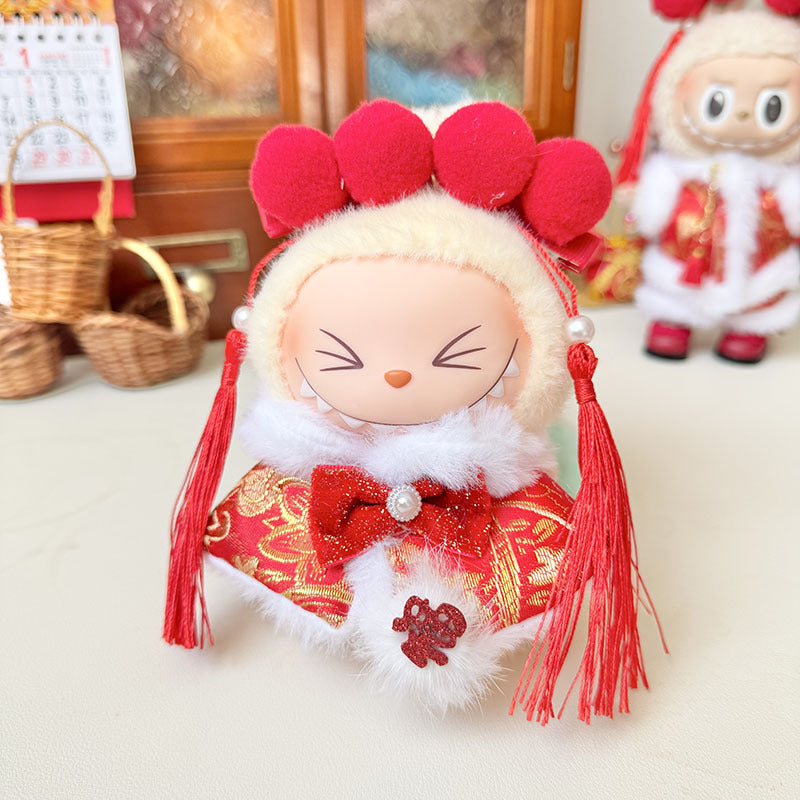 [Clothes only] First and second generation keychain Labubu clothes pendant Labubu sitting party New Year's greeting clothes Moe