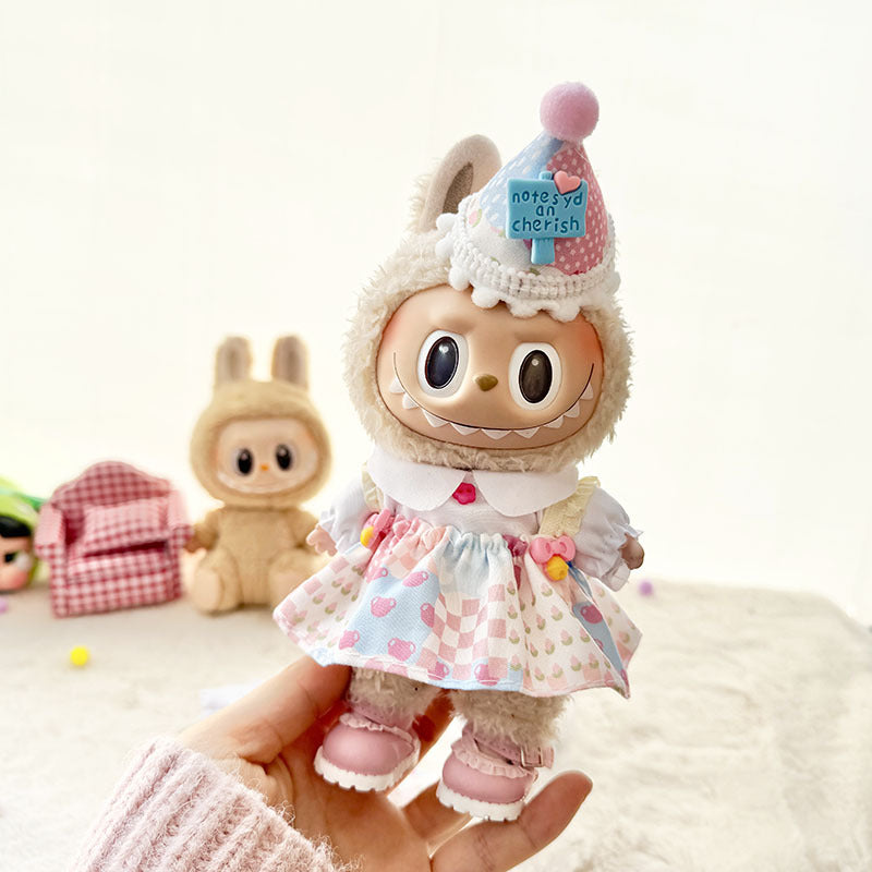 [Clothes only] First and second generation keychain Labubu clothes pendant Labubu sitting party cake hat skirt cute