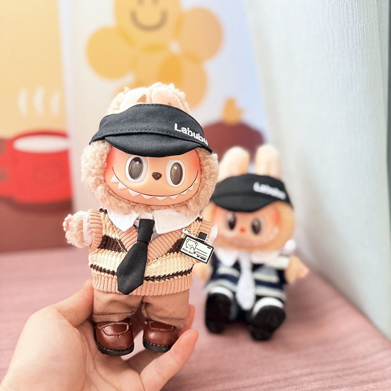 [Clothes only] One, two and three generations Labubu clothes pendant Labubu sitting baby clothes tie vest college style cute