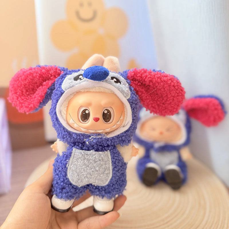 [Clothes only] One, two and three generations Labubu clothes pendant Labubu sitting baby clothes Stitch suit is cute.