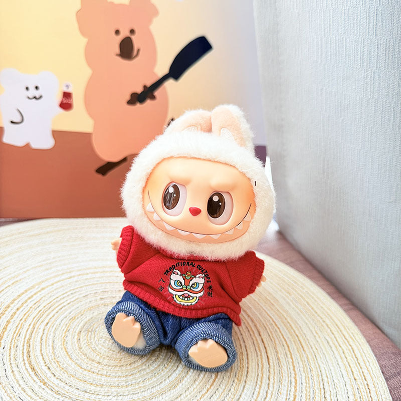 [Clothes only] First and second generation keychain Labubu clothes pendant Labubu baby clothes drinking milk tea bear sweater