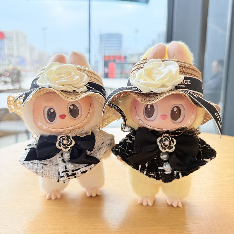 [Clothes only] First and second generation keychain Labubu clothes pendant Labub black fragrant camellia skirt straw hat