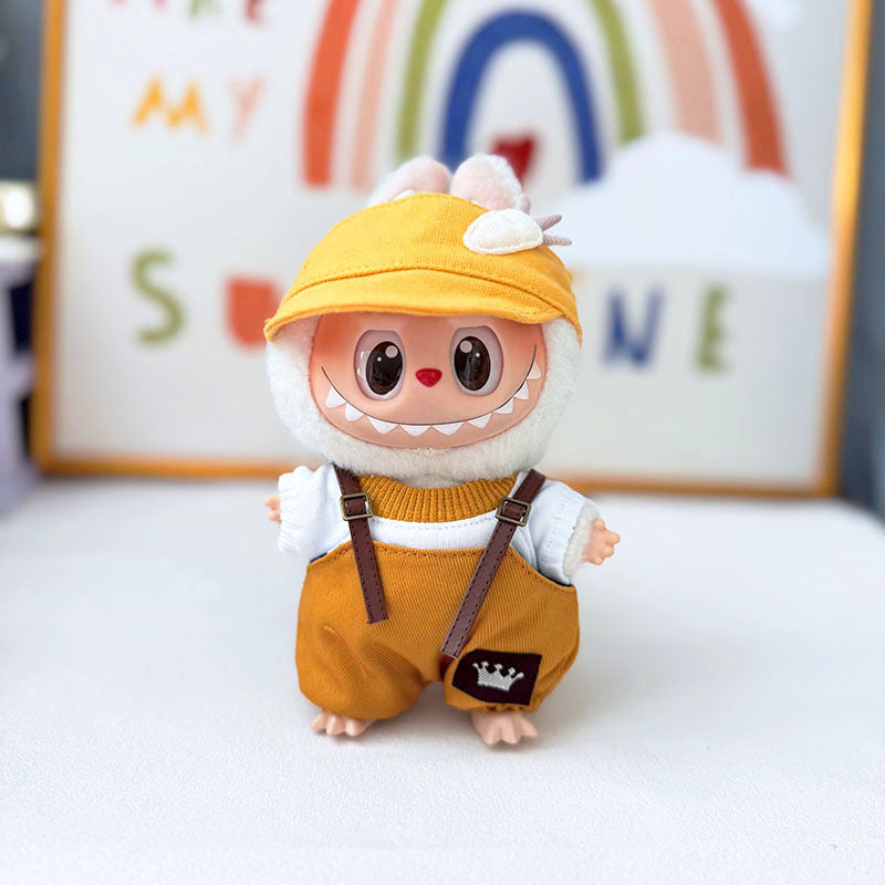 Clothes only] First and second generation Labubu clothes pendant Labubu sitting baby clothes crown belt overalls set