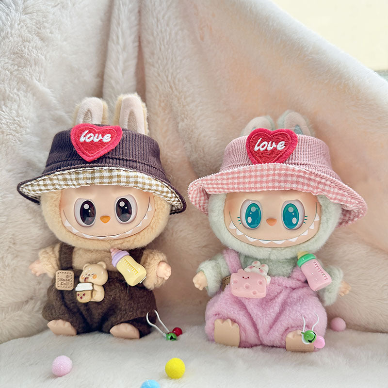 [Clothes only] First and second generation keychain Labubu clothes pendant Labubu bottle overalls + hat set