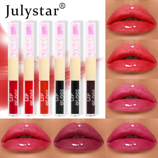 European and American makeup double-head pearlescent water gloss lip glaze natural and long-lasting non-stick cup Dudu lip gloss