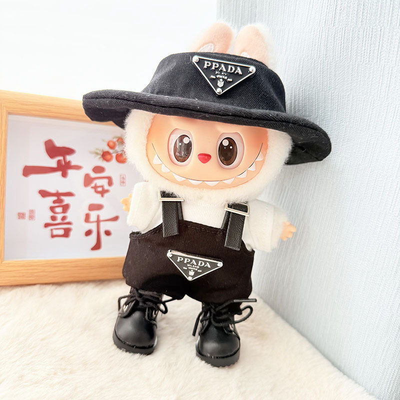 [Clothes only] First and second generation keychain Labubu clothes pendant Labubu baby clothes inverted triangle overalls pants hat powder