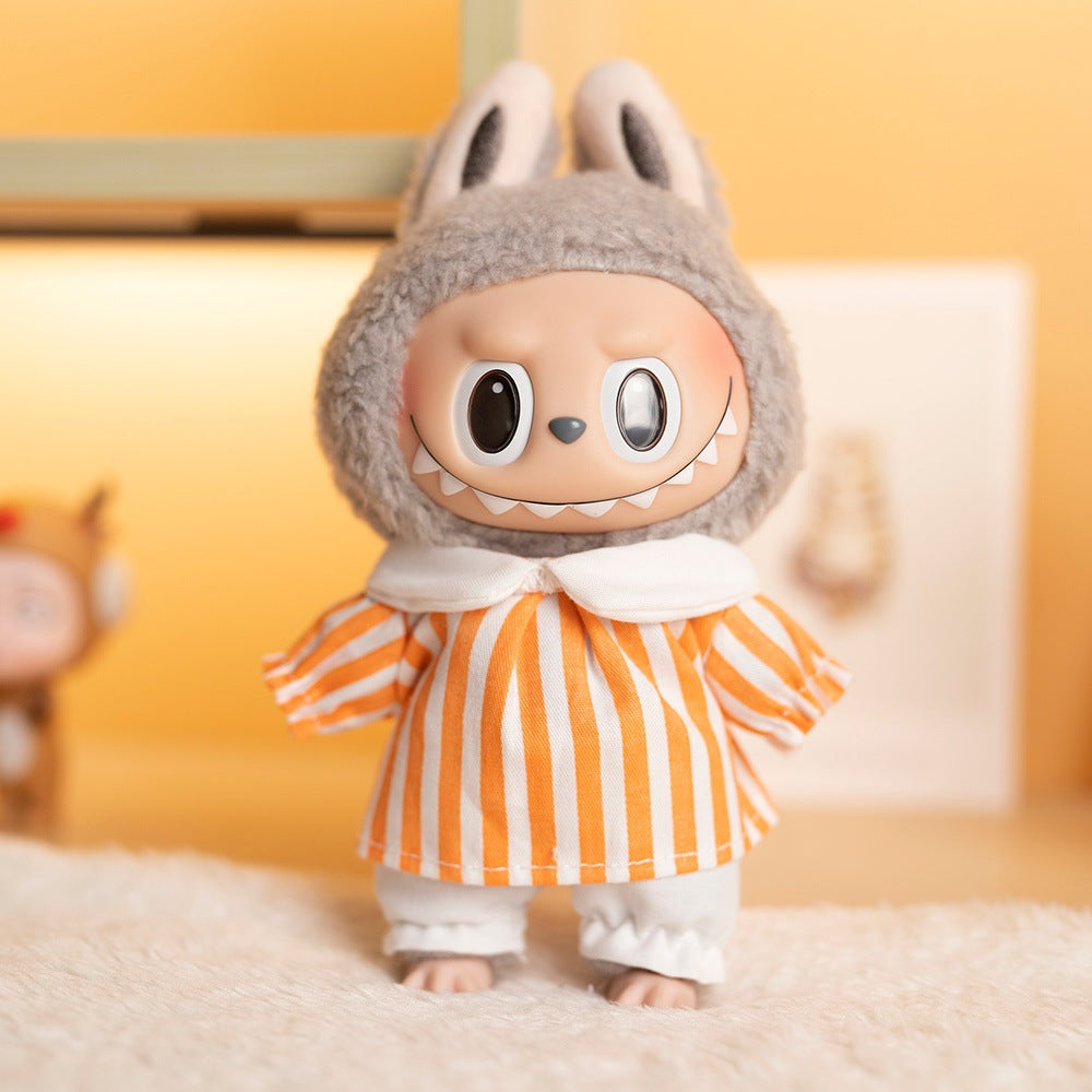 [Clothes only] 17cm pendant Labubu clothes Kindergarten two-piece keychain labubu doll clothes cute