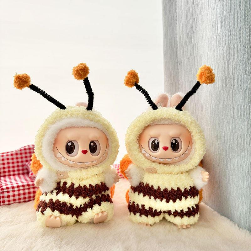 Clothes only] First and second generation Labubu clothes pendant Labubu sitting baby clothes pure handmade bee three-piece set cute
