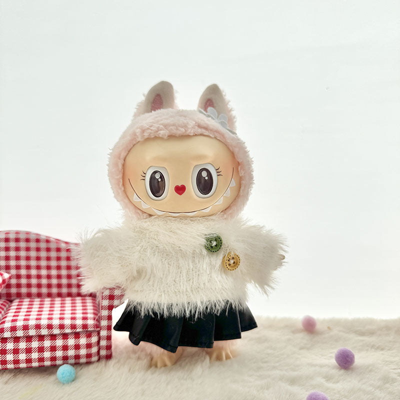 [Clothes only] First and second generation keychain Labubu clothes pendant Labubu baby clothes buttons wool sweater set cute