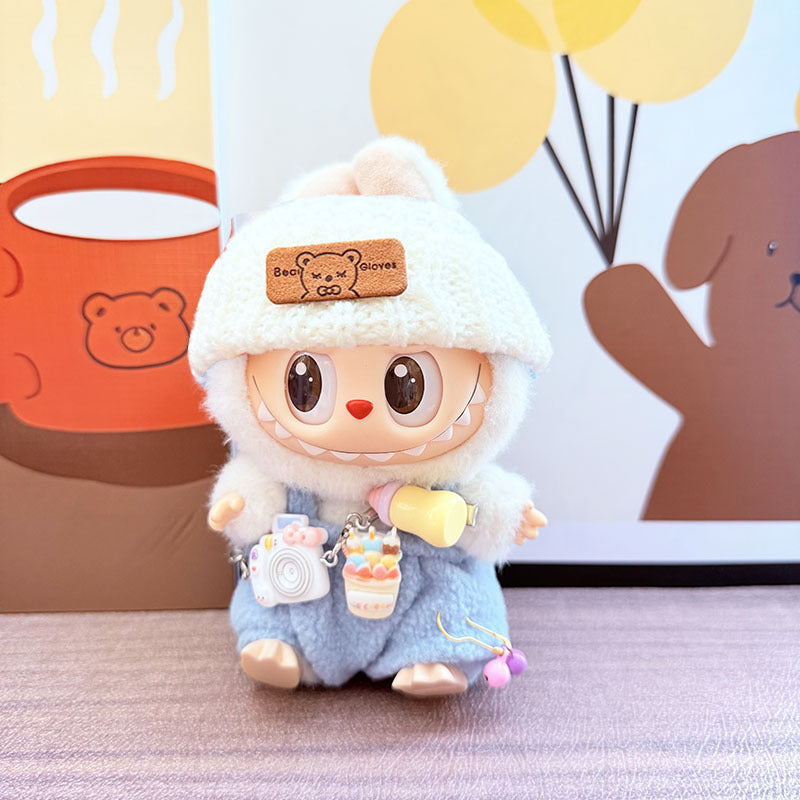 [Clothes only] One, two and three generations Labubu clothes pendant Labubu sitting baby clothes bottle overalls set cute