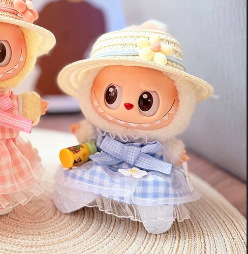 [Clothes only] One, two and three generations Labubu clothes pendant Labubu sitting baby clothes small daisy plaid skirt set