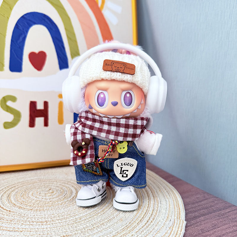 [Clothes only] One, two and three generations of Labubu clothes pendant Labubu cloth for sitting baby clothes happy pizza set