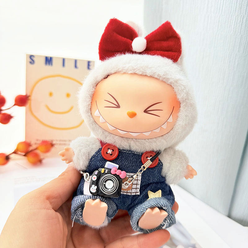 [Clothes only] 17cm Labubuwa clothes LABUBU blind box sitting party first, second and third generation denim strap skirt