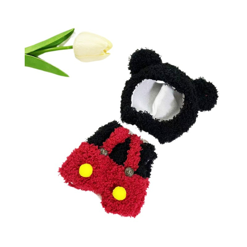 Clothes only] Baby clothes 17cm pendant blind box Labubu clothes Labubu doll for red and black Mickey suit