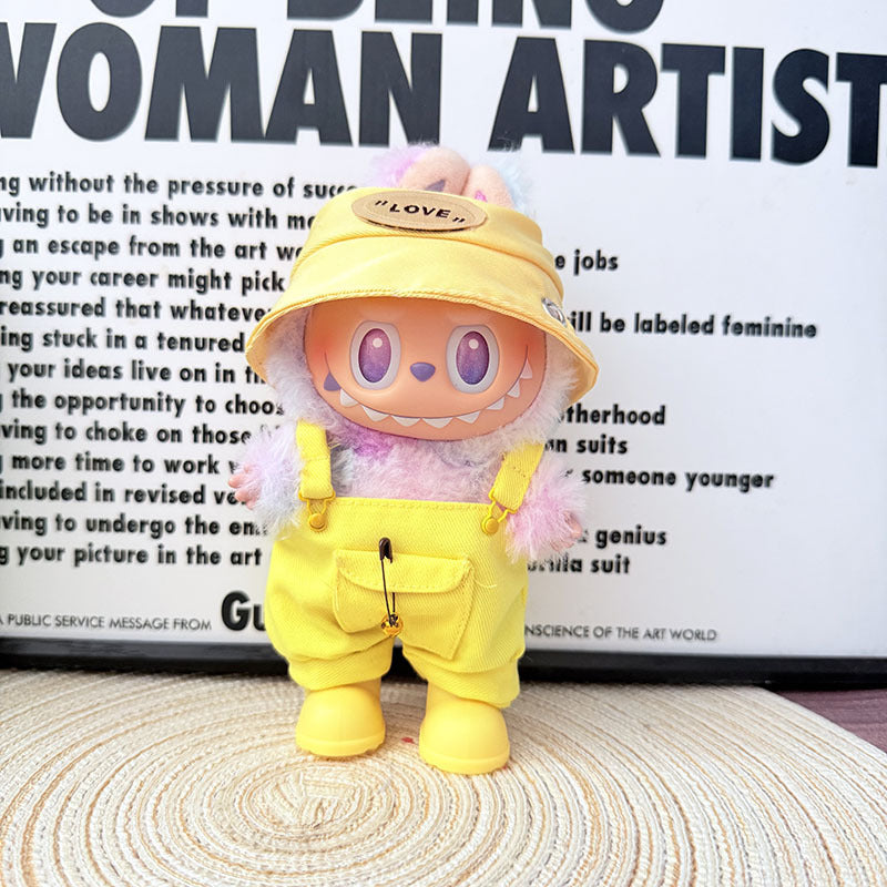 [Clothes only] First and second generation Labubu clothes pendant Labubu sitting baby clothes little craftsman overalls set
