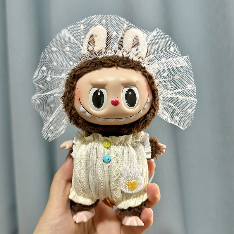 [Clothes only] 17cm rabub wearing pendant labubu doll keychain baby clothes overalls dress cute