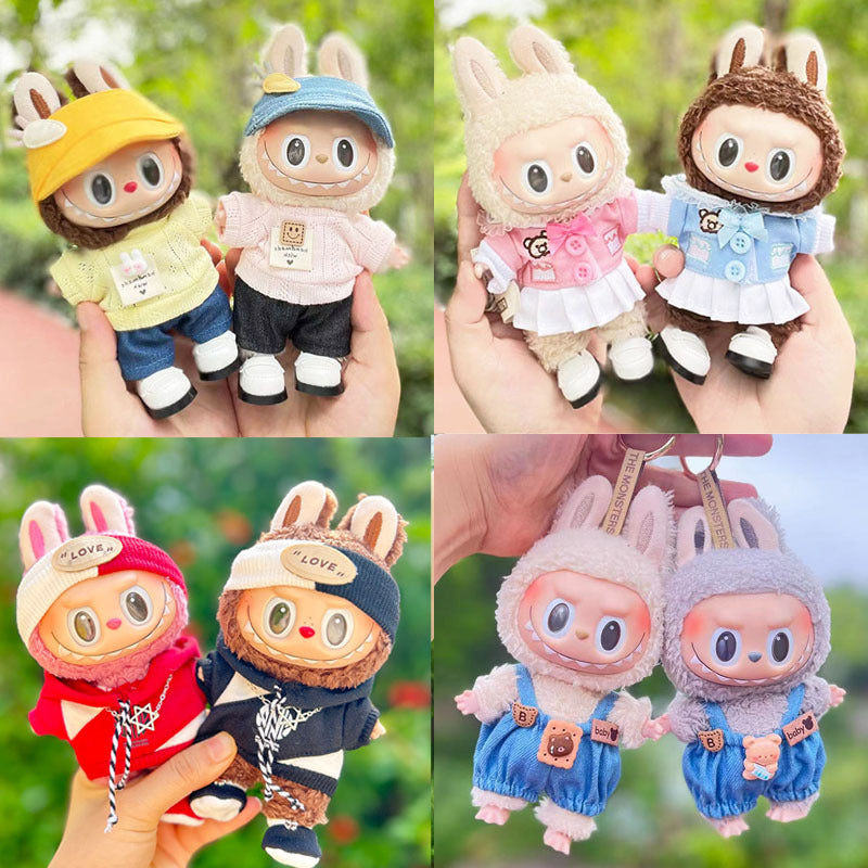 [Clothes only] 17cm labubu cloth blind box pendant doll for toning bubble shirt set cute