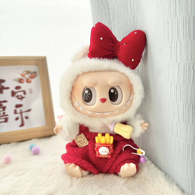 Clothes only] First and second generation Labubu clothes pendant Labubu sitting baby clothes love sweater bear earcap set