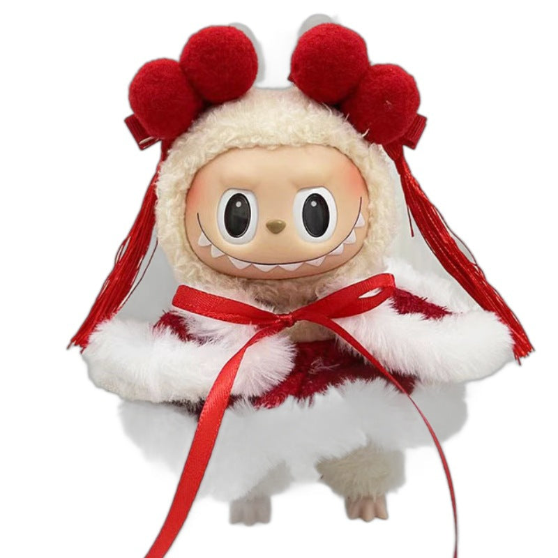 [Clothes only] 15cm pendant Labubu cloth for the New Year's set labubu keychain doll clothes cute
