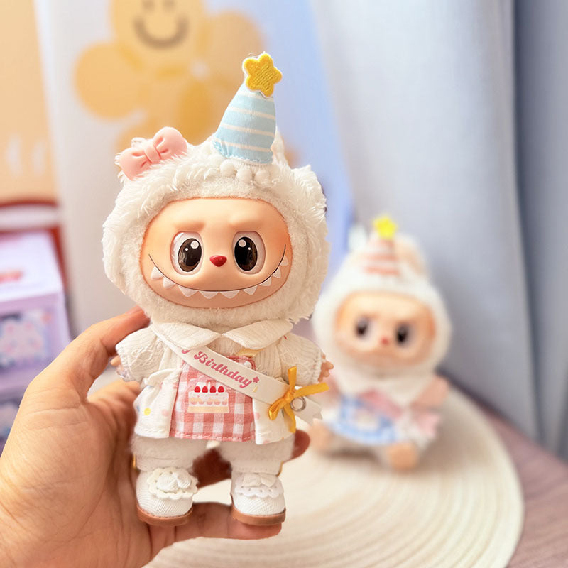 [Clothes only] First and second generation keychain Labubu clothes pendant Labubu baby clothes birthday party plaid set