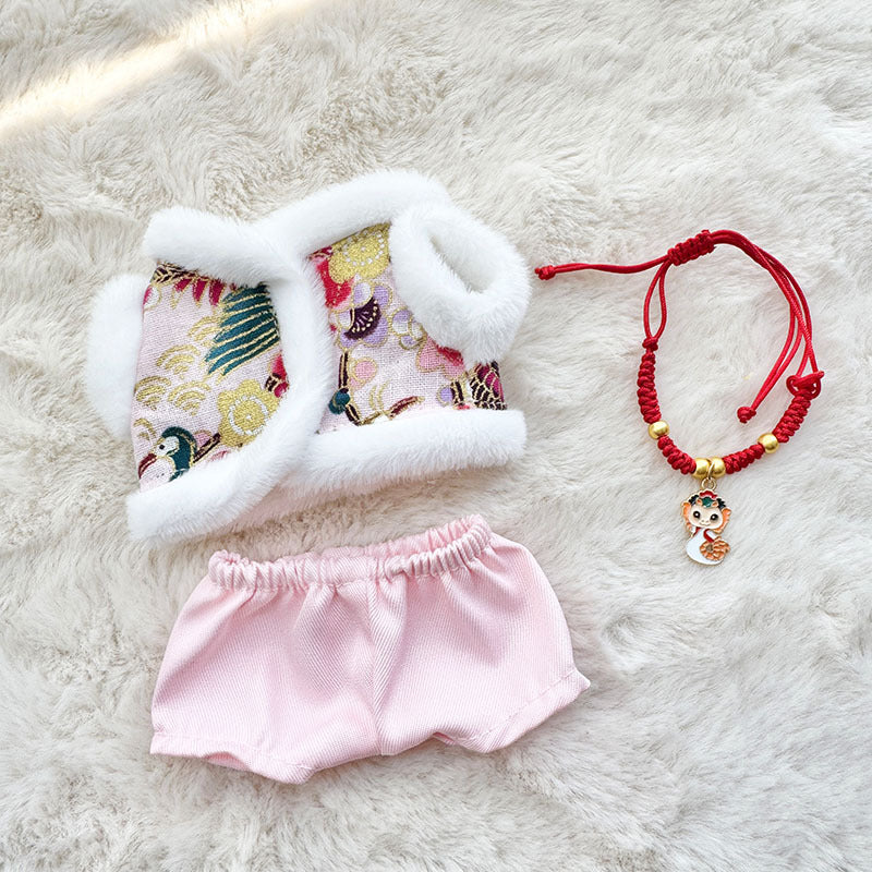 [Clothes only] First and second generation Labubu clothes pendant Labubu sitting party baby clothes New Year purple Tang clothing cute