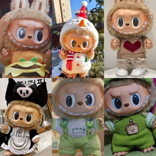 38Cm Labubu doll clothes Hamburger tote bag Yeti set Labubu doll replacement baby clothes cute