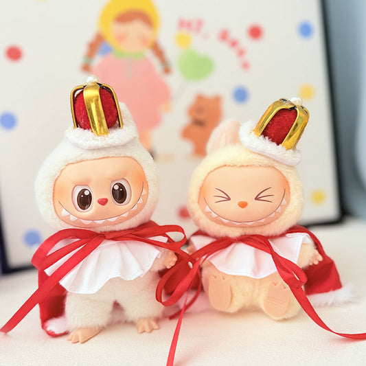 The first, second and third generation keychain Labubu clothes pendant Labubu baby clothes crown little king cape set is cute.