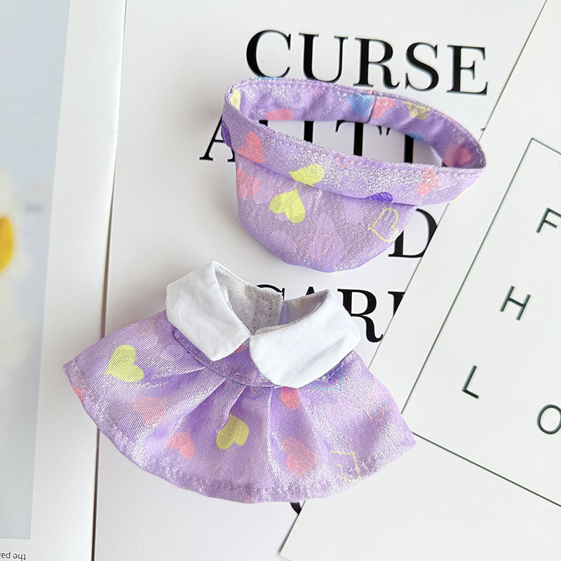 [Clothes only] 17cm Labubuwa clothes LABUBU blind box sitting party one two three generation color heart pink purple dress