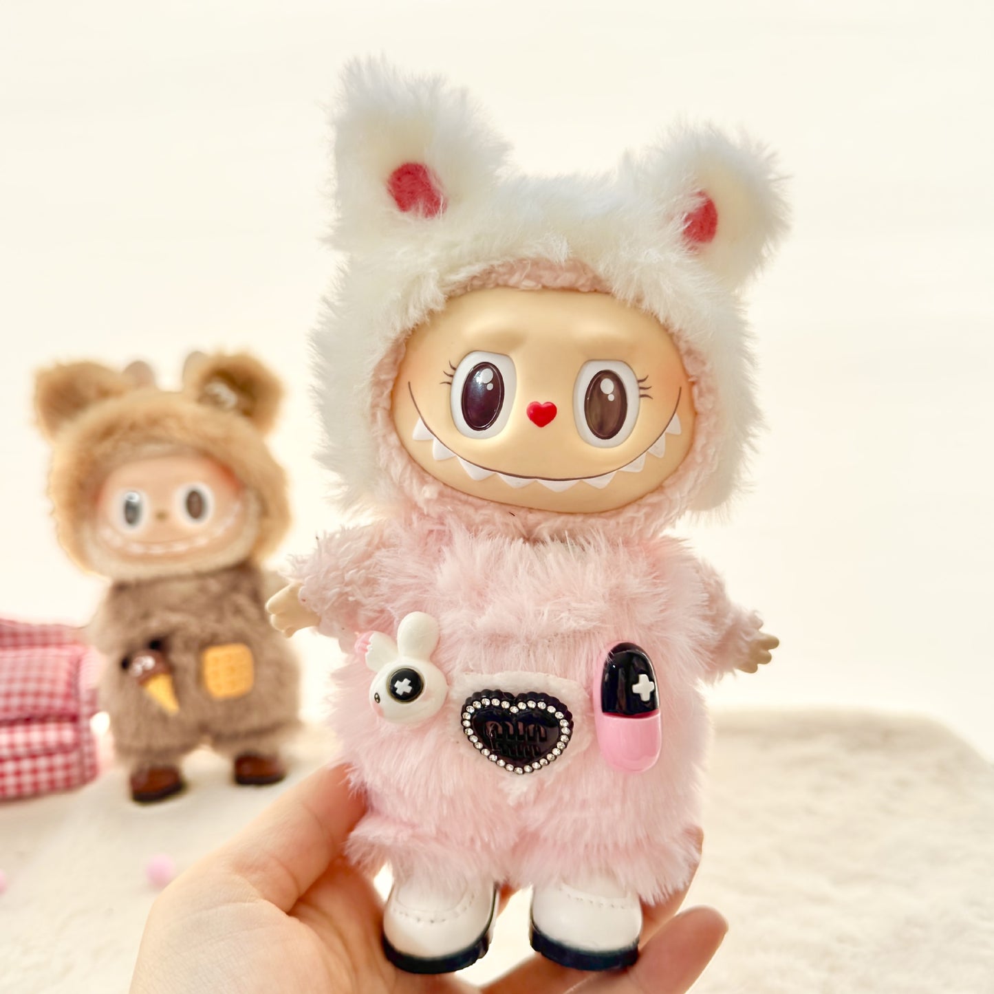 [Clothes only] First and second generation Labubu clothes pendant Labubu sitting party baby clothes sandwich biscuits overalls
