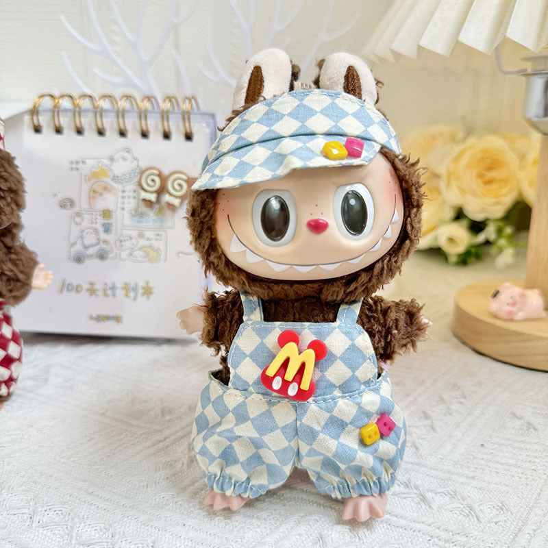 [Clothes only] 17cm pendant Labubu clothes Labubu doll rhombus overalls dress couple outfit