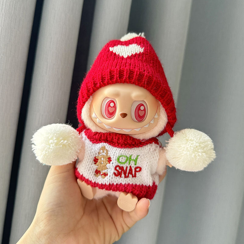 [Clothes only] Second-generation keychain Labubu clothes pendant Labubu sitting party biscuit man love hat