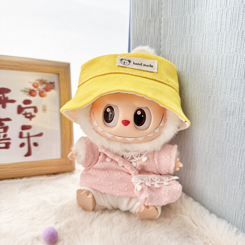 [Clothes only] First and second-generation Labubu clothes pendant Labubu sitting party baby clothes four-petal flower wool hat