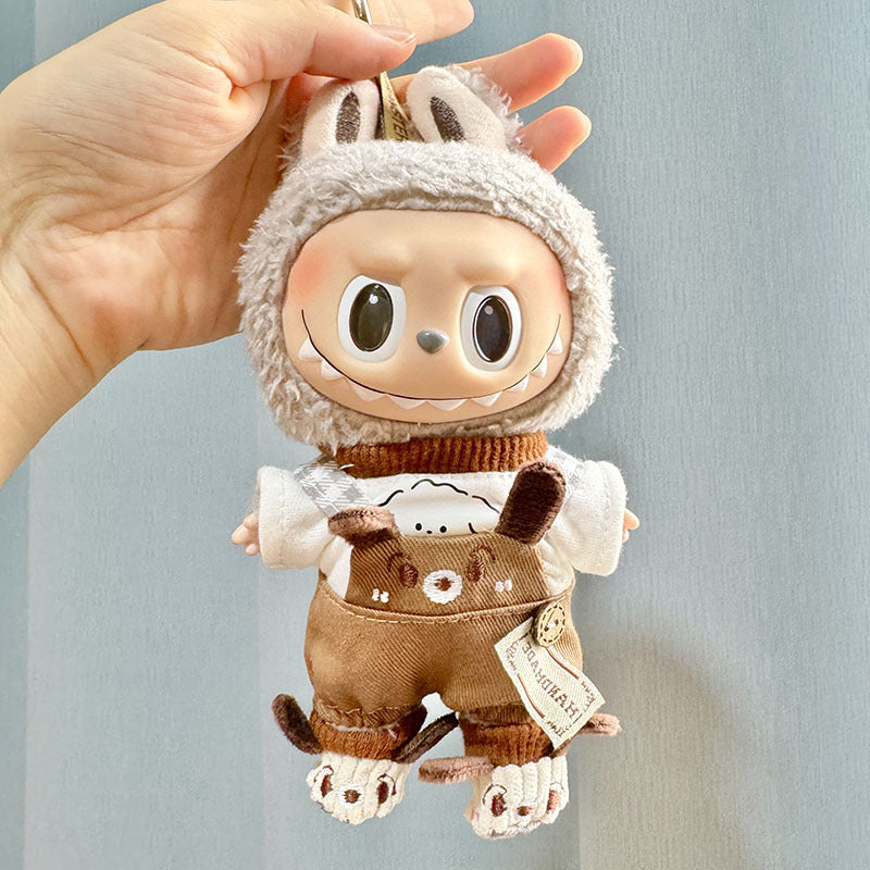 [Clothes only] 17cm Rab cloth with pendant labubu keychain baby clothes men fried street sweater trendy brand