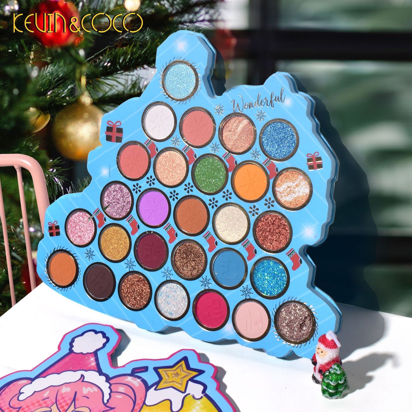 KEVIN & COCO27 Color Eyeshadow Christmas Explosive Portable Fine Glitter Matte Beads European and American Makeup Light Makeup Eyeshadow