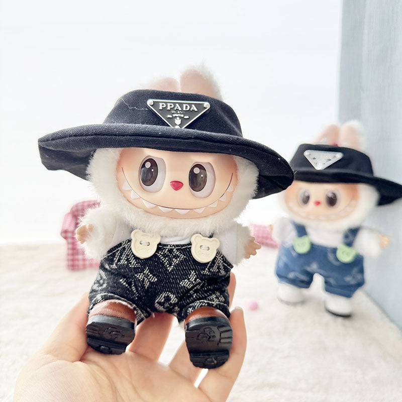 Clothes only] First and second generation Labubu clothes pendant Labubu sitting baby clothes four-leaf clover overalls set cute