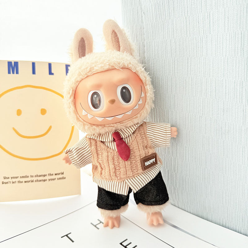 [Clothes only] First and second generation keychain Labubu clothes pendant Labubu baby clothes chocolate college style clothes