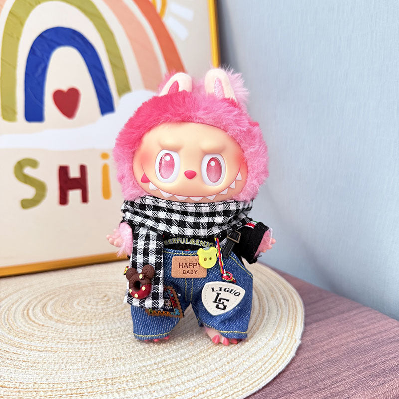[Clothes only] One, two and three generations of Labubu clothes pendant Labubu cloth for sitting baby clothes happy pizza set