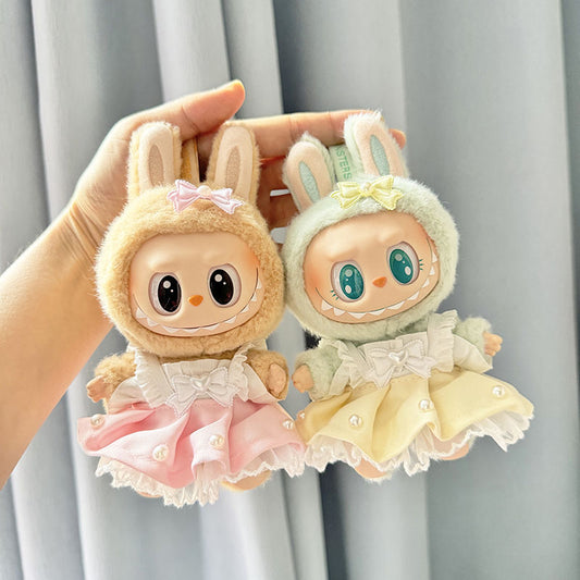 [Clothes only] First and second generation keychain Labubu clothes pendant Rab cloth powder sweetheart strap skirt two-piece set