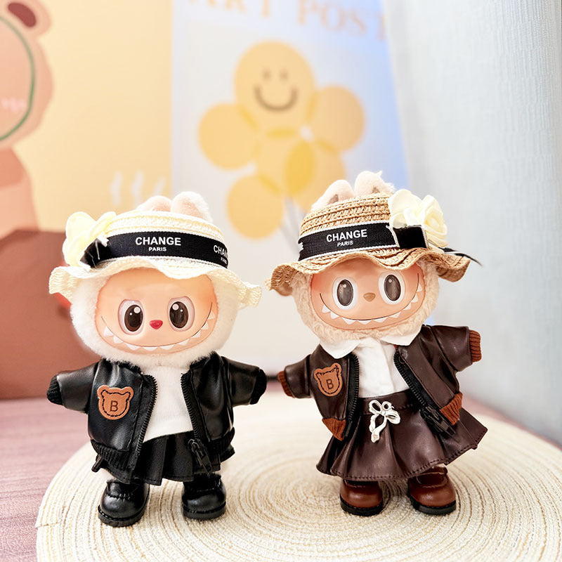 [Clothes only] 17cm Labubuwa clothes LABUBU blind box sitting party one, two, three generations of cool sweet leather clothes