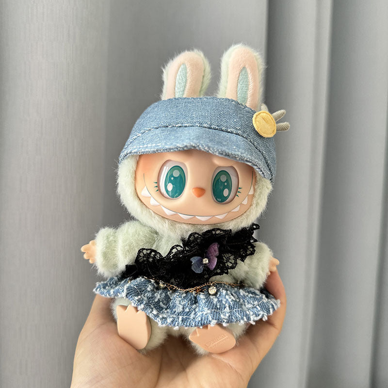 [Clothes only] 1st/2nd generation Labubu clothes pendant Labubu sitting party baby clothes Black Feather Kiss suit