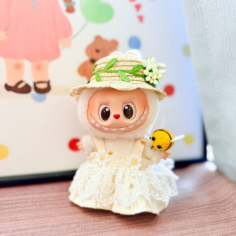[Clothes only] First and second generation keychain Labubu clothes pendant Labubu baby clothes, daisy blooming straw hat set.