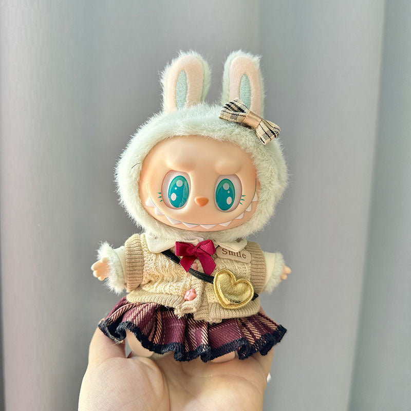 [Clothes only] 1st/2nd and 3rd generation Labubu clothes pendant Labubu sitting party baby clothes plaid JK skirt set