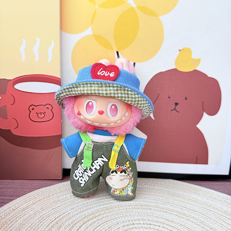 [Clothes only] One, two and three generations Labubu clothes pendant Labubu sitting baby clothes, small new overalls, cute and cute.