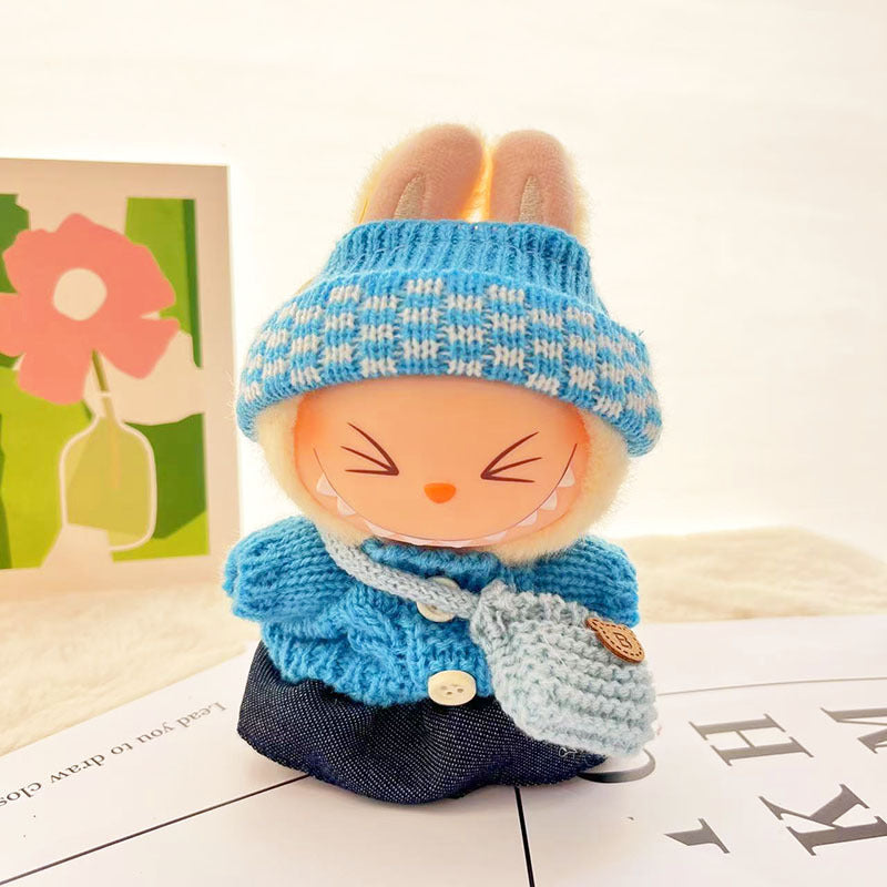 [Clothes only] One, two and three generations of keychains Labubu clothes pendant Labubu baby clothes knitted sweater hat set