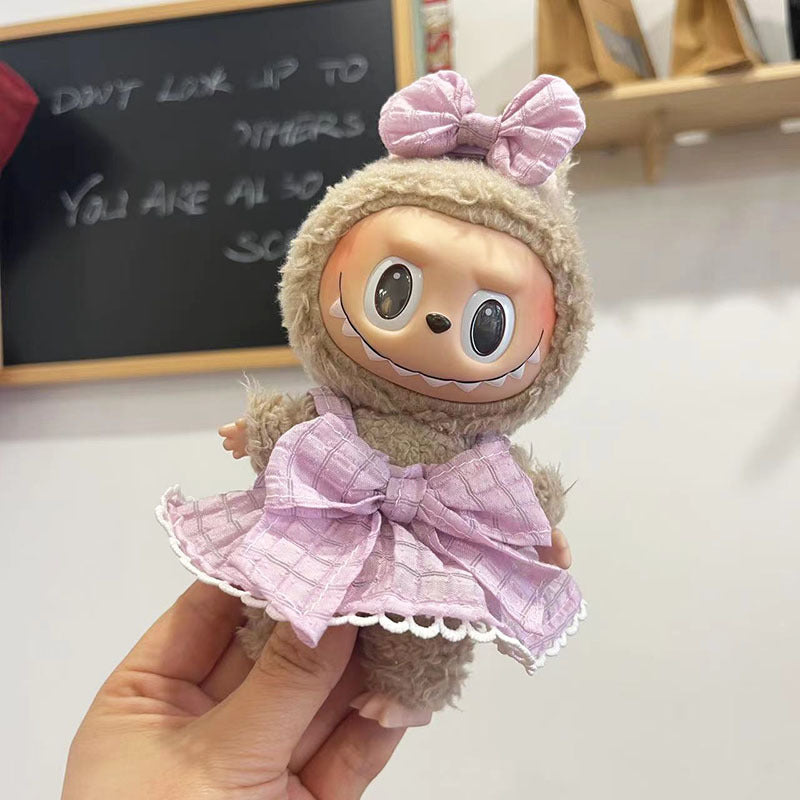 [Clothes only] 17cm pendant, Labubu clothes, keychain Labubu doll, replacement baby clothes, dinosaur onesie.